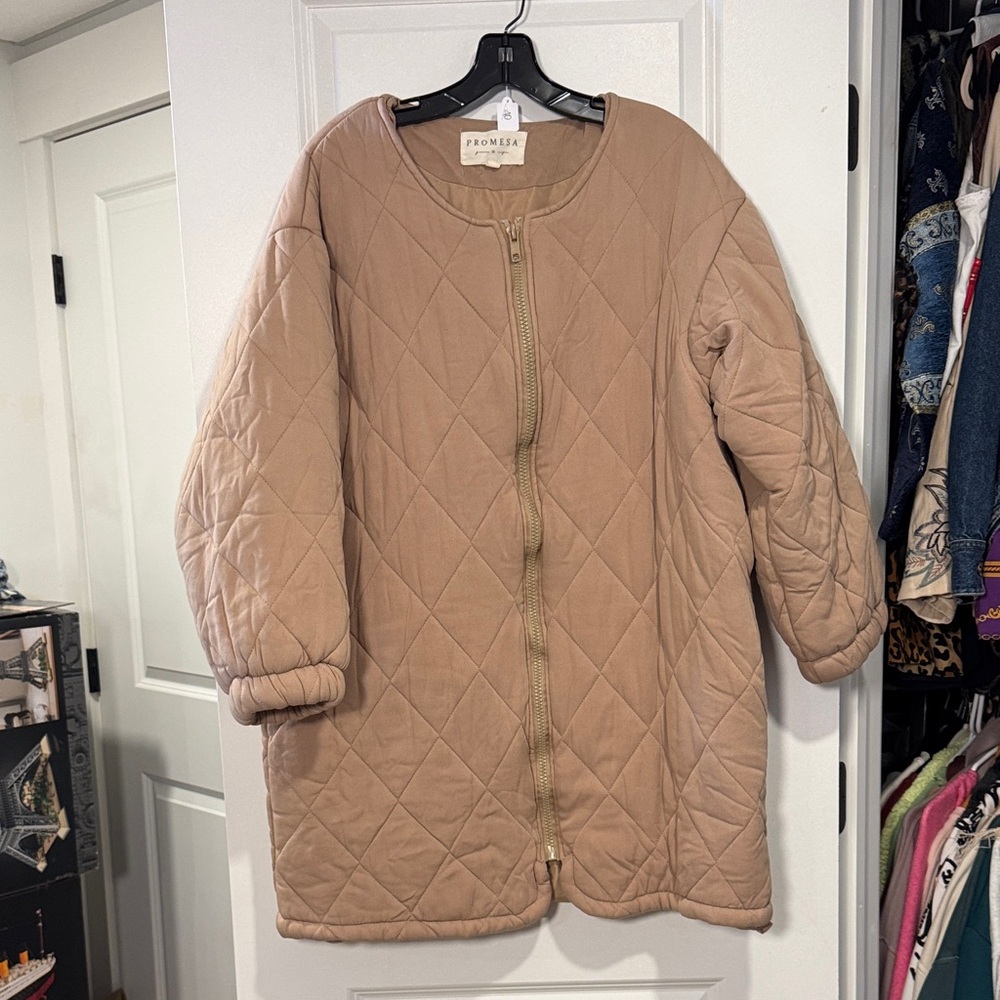 Promesa Tan Quilted Puffer Jacket